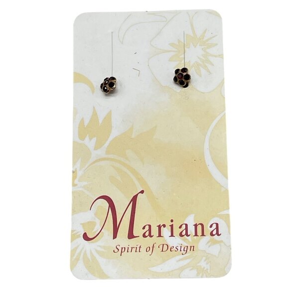 Mariana stud floral earrings red crystals hand made E-1166 241 READ NEW - Picture 1 of 7